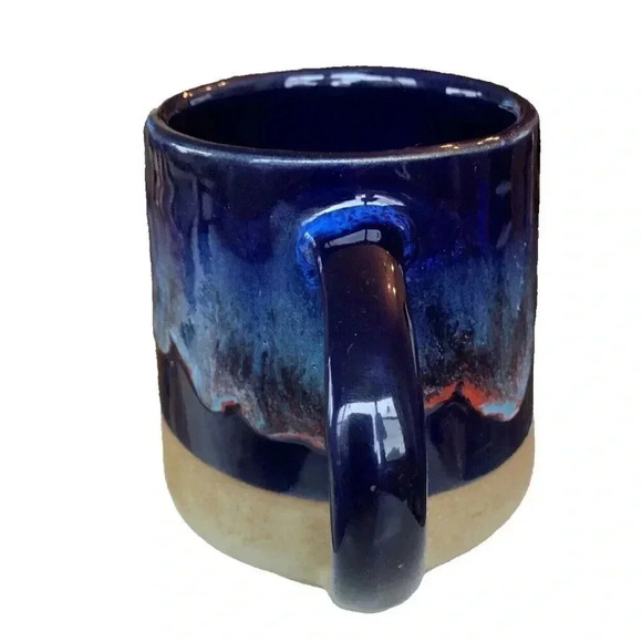 Vintage Studio Art Pottery Drip Glaze Mug Beautiful Handmade Blue - Picture 2 of 6